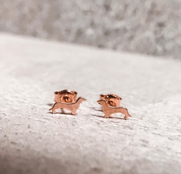 Ohrringe Dackel 925er Silber 18K Roségold Legierung