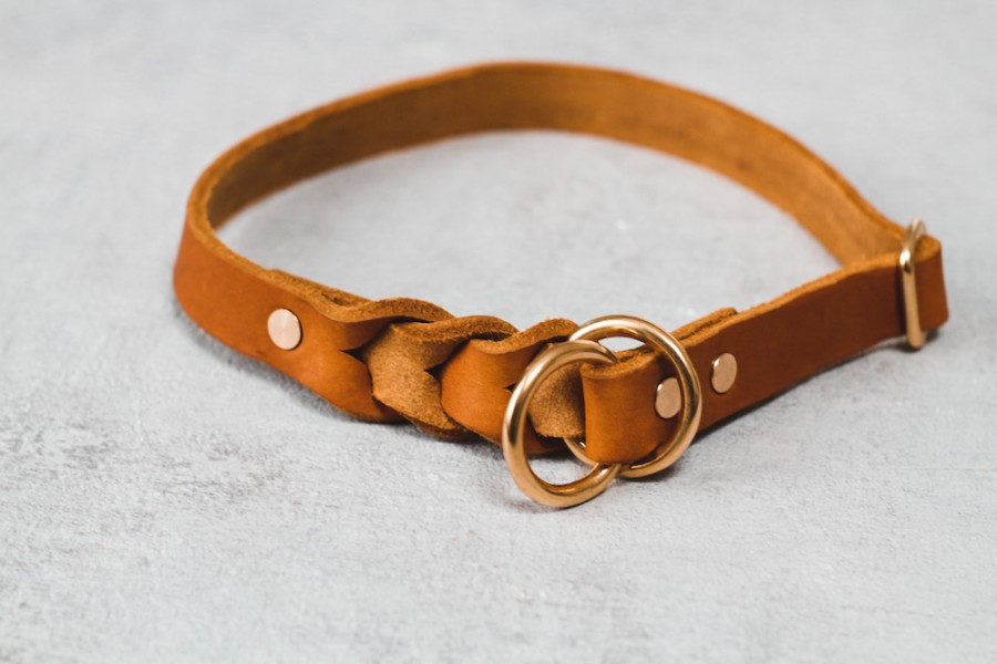 Leder Zugstopp Halsband geflochten