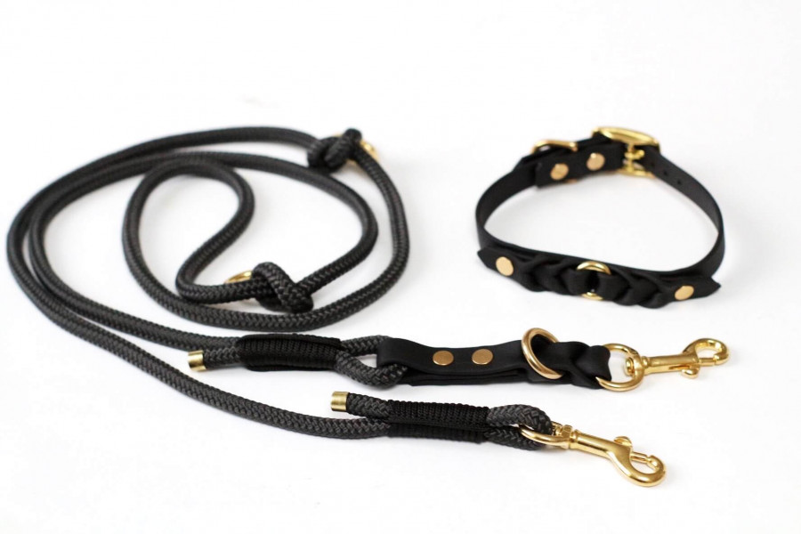 Tauleine mit Biothane Halsband selbst gestalten PREMIUM MIX & MATCH geflochten