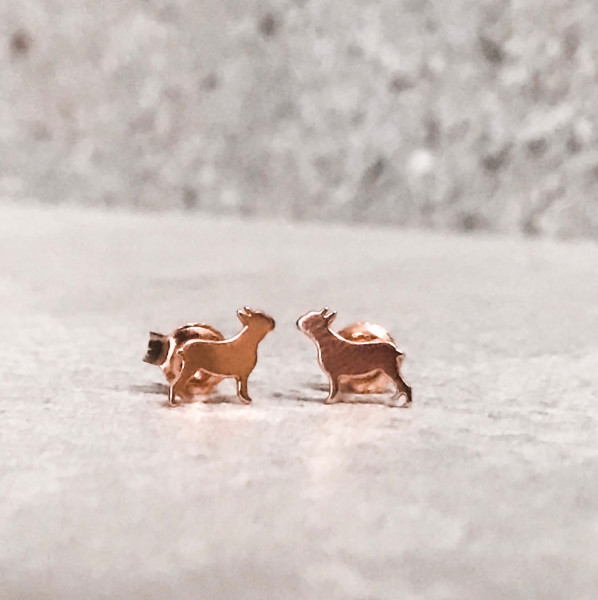Ohrringe Frenchie Ohrstecker 925er Silber 18K Roségold