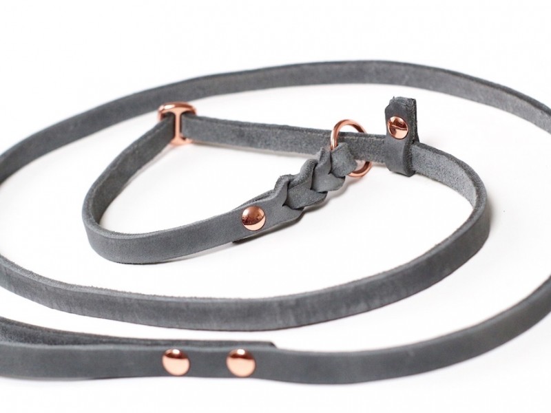 Leder Retrieverleine  *GREY DELUXE* geflochten