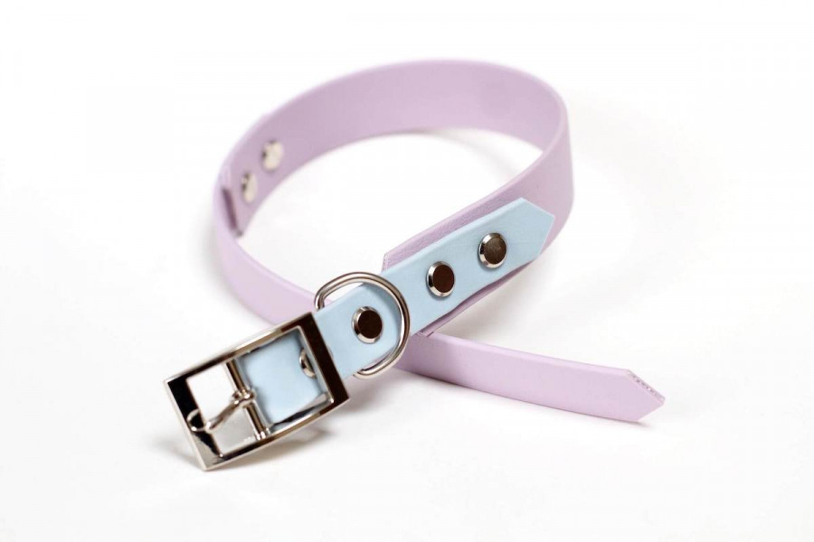 BioThane® Halsband zweifarbig Flieder pastellblau